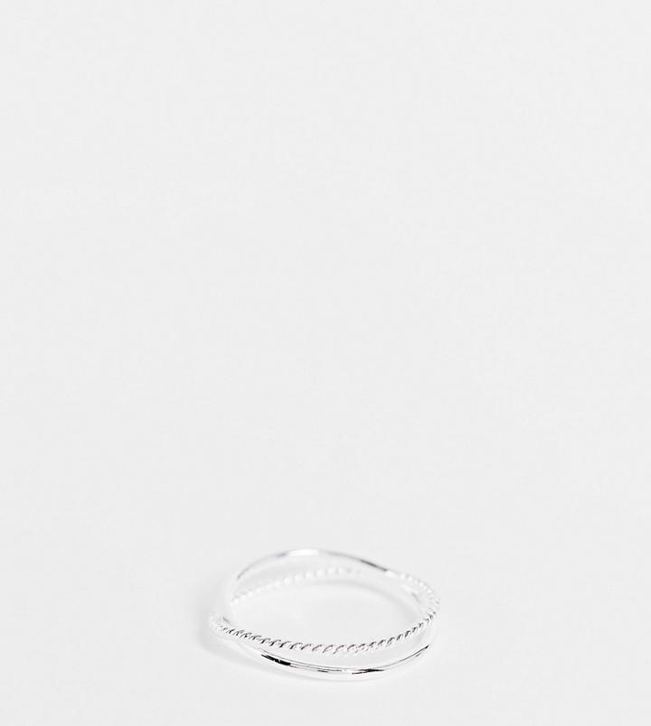 Asos Design Curve Sterling Silver Ring In Cross Twist Design