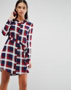 Ax Paris Checked Shirt Mini Dress - Multi