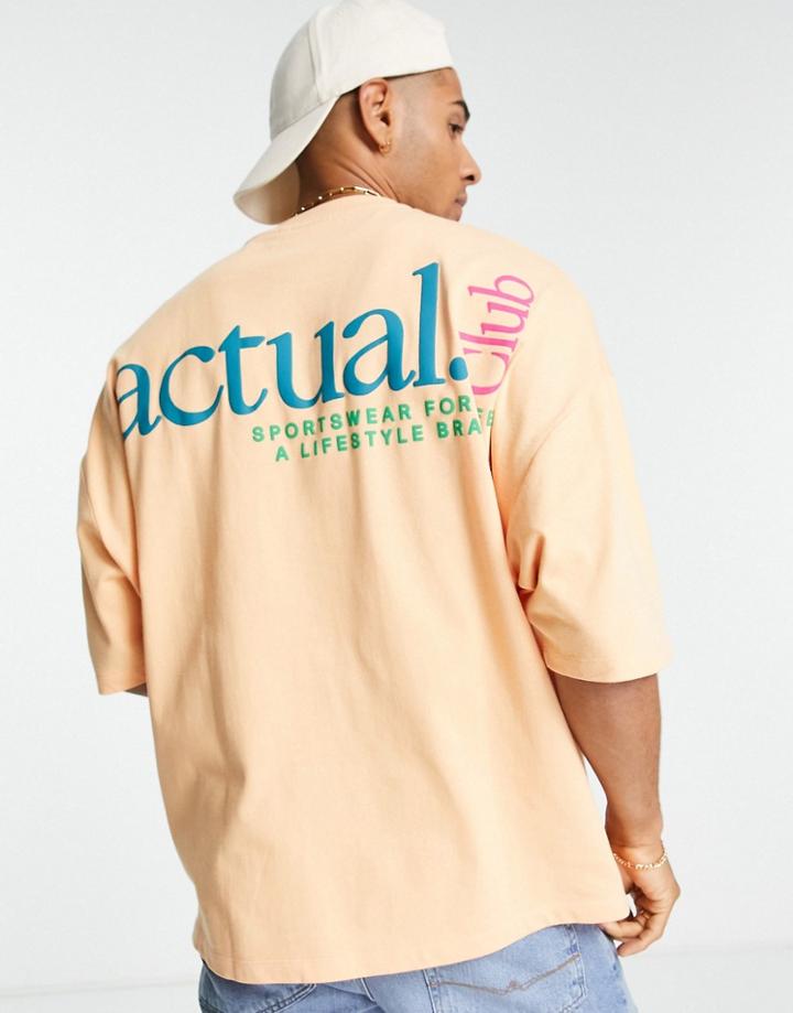 Asos Actual Oversized T-shirt With Actual Club Logo In Washed Orange