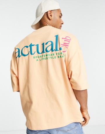 Asos Actual Oversized T-shirt With Actual Club Logo In Washed Orange