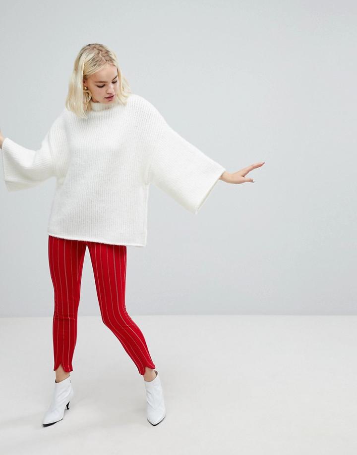 Monki Slim Leg Zip Pants - Red