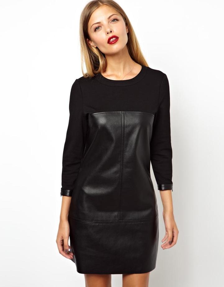 Asos Shift Dress In Leather Look