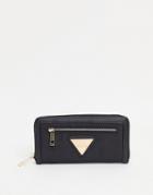 River Island Emblem Nylon Ziparound Wallet In Black