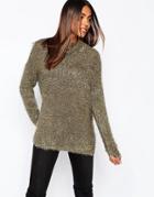 Only Longline Fluffy Sweater With High Neck - Forest Night