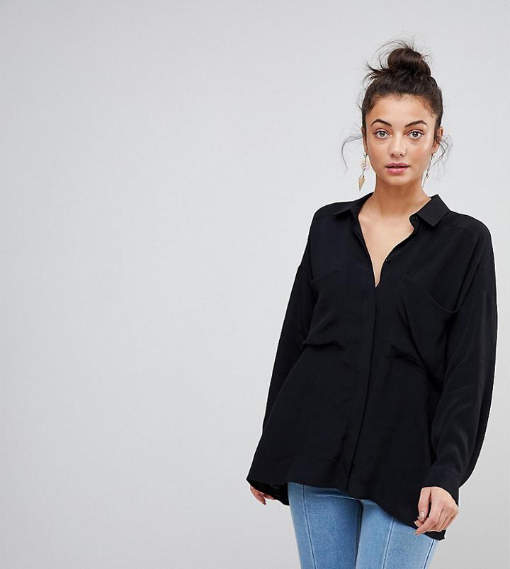 Asos Tall Oversized Utility Shirt - Black