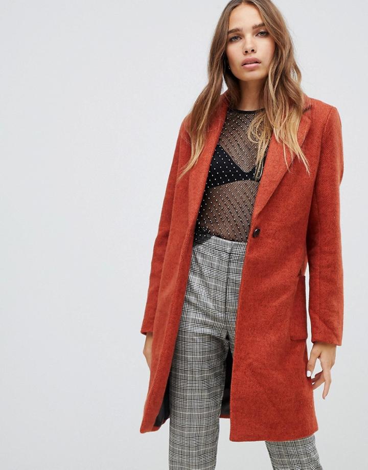 Only Oversized Edge To Edge Coat - Orange