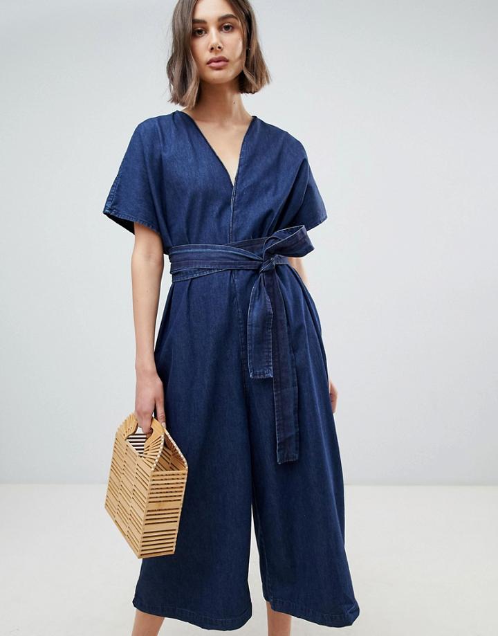 Waven Caaren Denim Kimono Jumpsuit - Blue