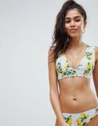 Missguided Lemon And Polka Dot Bikini Top - Yellow