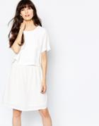 Selected Drop Waist Dress With Cut Out - Snow White