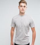 Only & Sons Skinny Short Sleeve Grandad Shirt - Gray