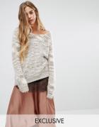 Seint Relaxed V Neck Sweater In Oatmeal Marble - Multi