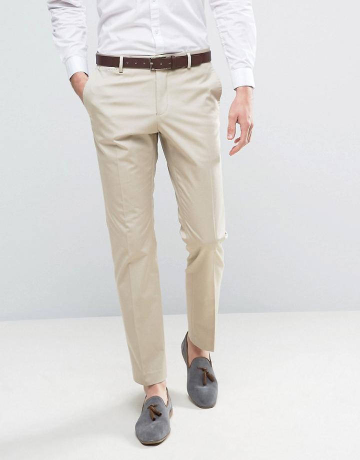 Selected Homme Slim Cotton Stretch Suit Pants - Stone