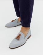 Kg By Kurt Geiger Loafers In Blue Suede With Contrast Tassel Detail - Blue