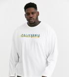 Asos Design Plus Oversized Long Sleeve T-shirt With City Print-white