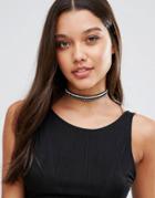 Missguided Split Layer Jewel And Stud Choker - Black