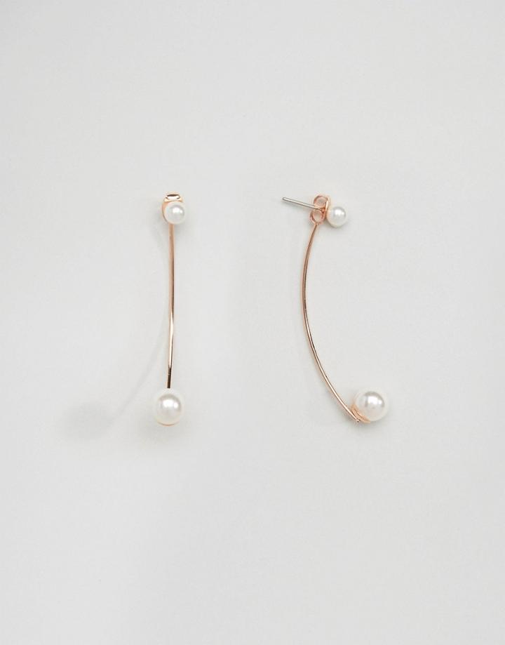 Asos Pearl Swing Earrings - Copper