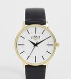 Limit Faux Leather Watch In Black With Gold - Black