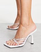 Topshop Rainbow Leather Strappy Sandal In White
