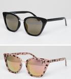 7x 2 Pack Cat Eye Sunglasses - Multi