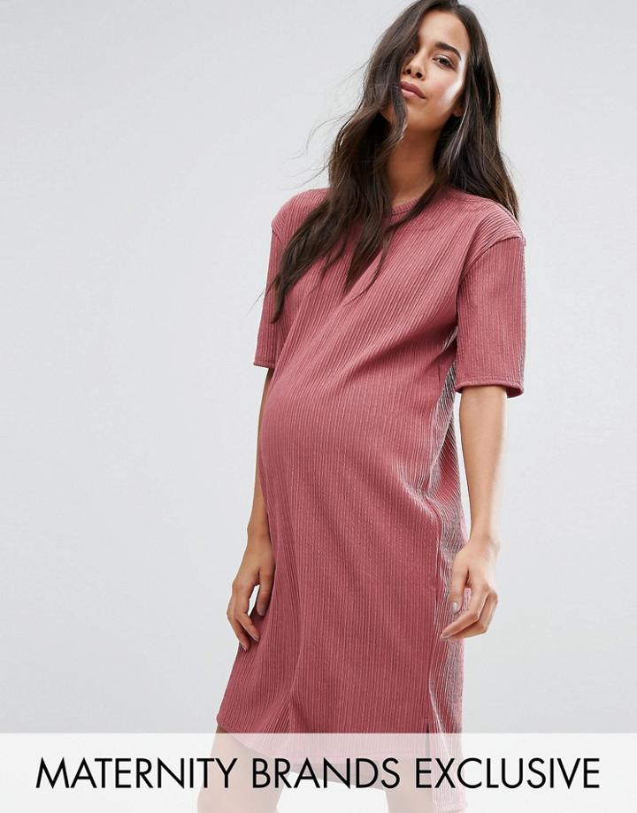 Missguided Maternity Oversized Textured Tshirt Dress - Purple