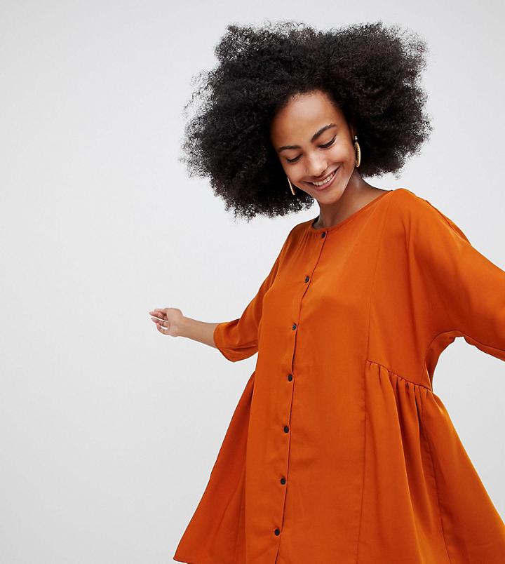 Monki Button Front Mini Smock Dress Unique