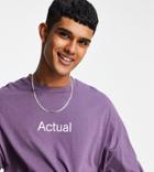 Asos Actual Oversized T-shirt In Vintage Violet With Printed Logo-purple