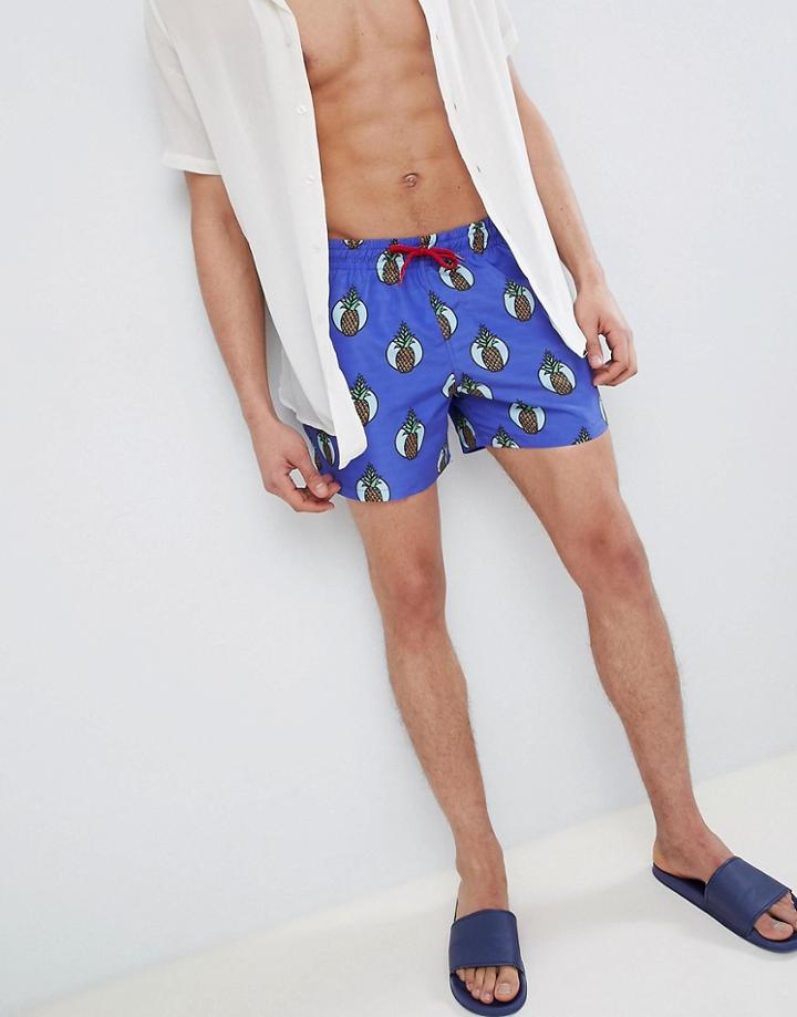 Le Breve Pineapple Swim Short - Blue