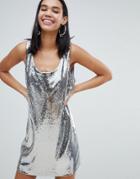 Weekday Sequin Dress In Silver Sequin - Silver