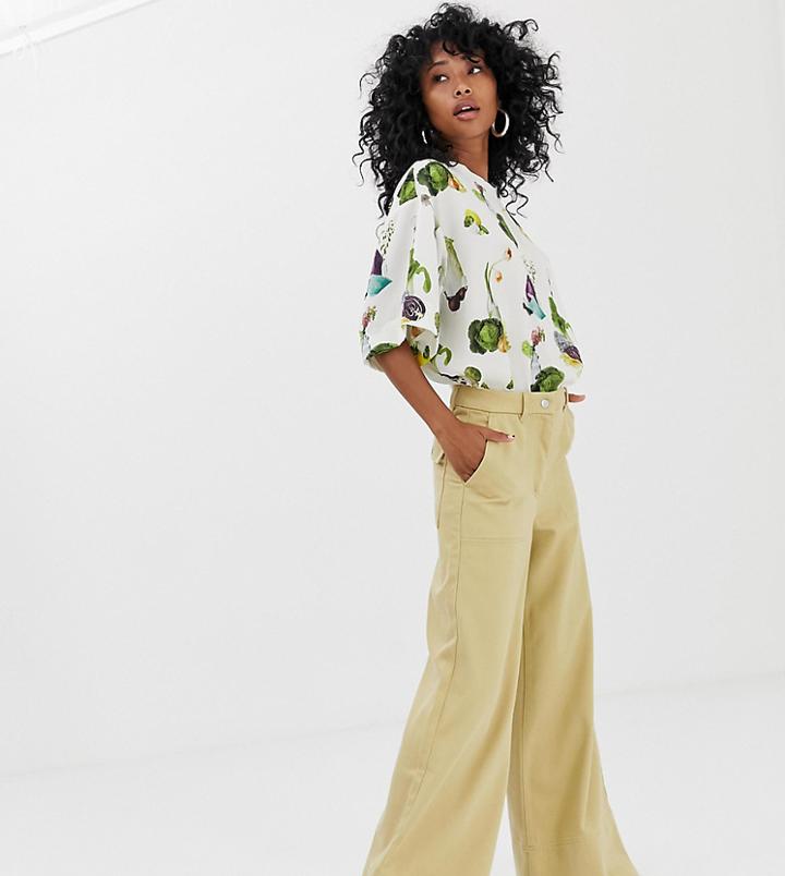 Weekday Wide Leg Pants In Beige