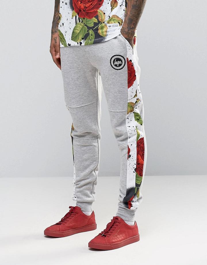 Hype Cuffed Joggers With Rose Panels - Gray