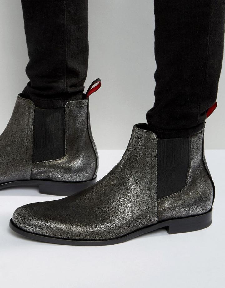 Hugo By Hugo Boss Sigma Metallic Chelsea Boots - Silver