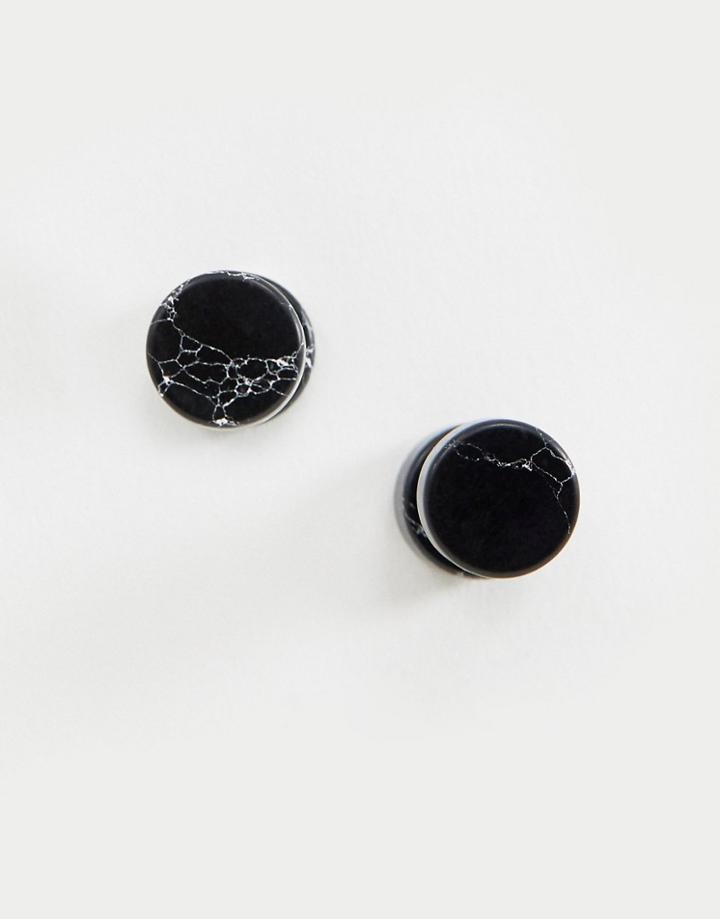 Asos Design Stone Look Plug Earrings In Black