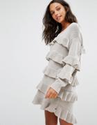 One Teaspoon Eldorado Sweater Dress With Frills - Gray