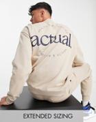 Asos Actual Oversized Sweatshirt With Large Logo Back Print In Neutral - Part Of A Set