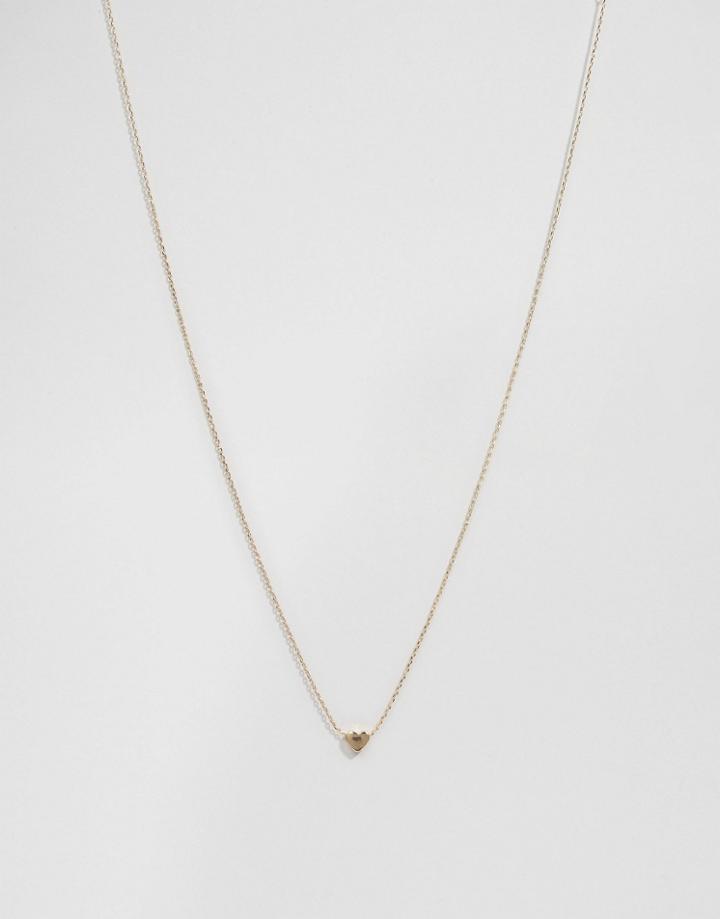 Nylon Heart Pendant Necklace - Gold