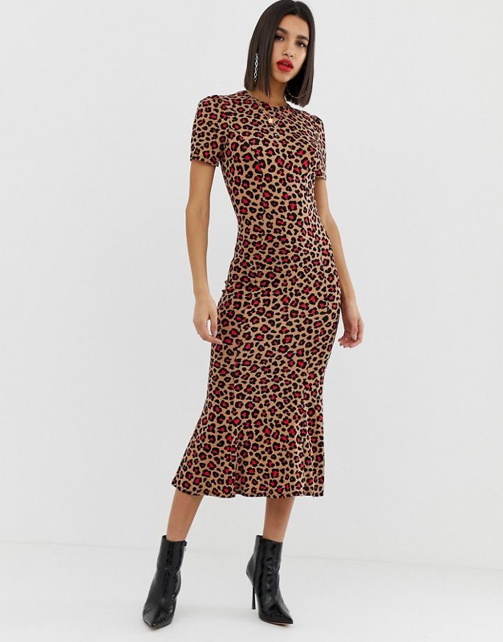 Asos Design City Maxi Tea Dress In Animal Print - Multi