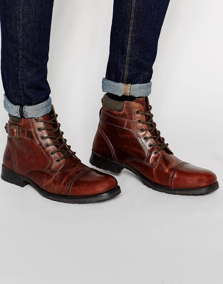 Red Tape Lace Up Boots - Tan