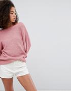 Pull & Bear Long Sleeve Knitted Sweater - Pink