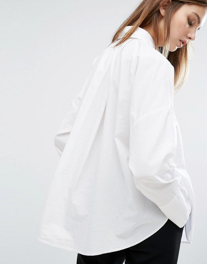 Weekday Wide Pleat Back Shirt - White
