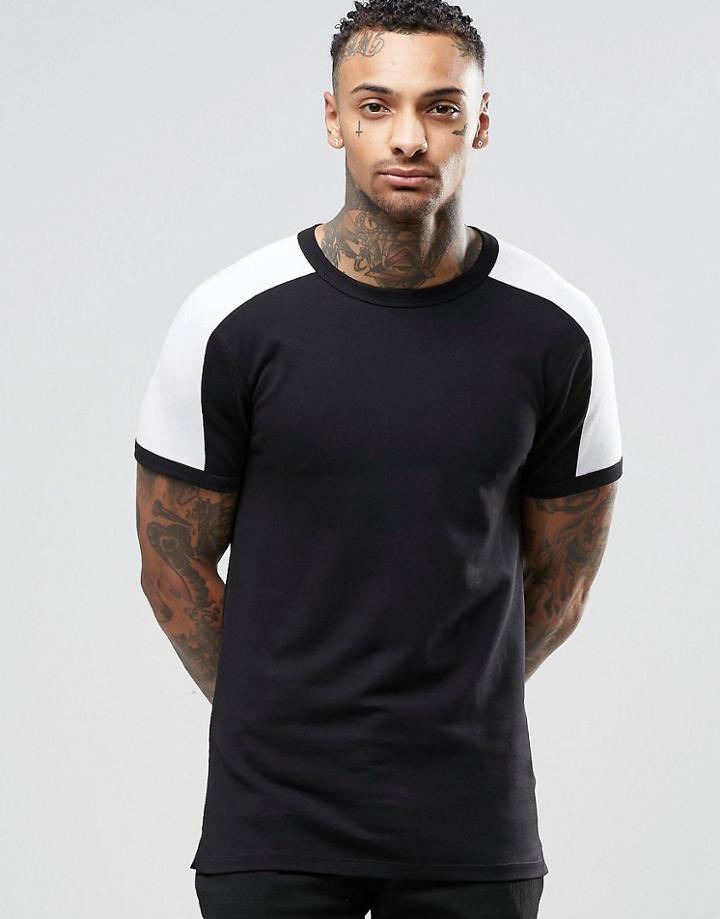 Asos Muscle T-shirt With Sporty Contrast Shoulder Panel