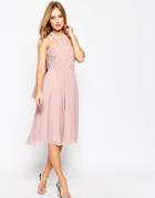 Asos Wedding Multiway Mesh Midi Dress - Heather Pink