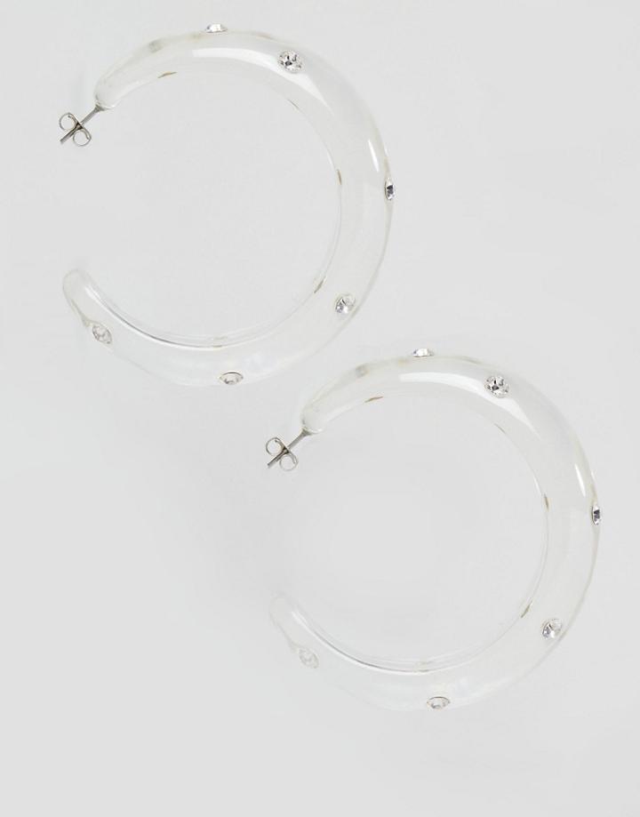 Monki Transparent Gem Hoops - Clear