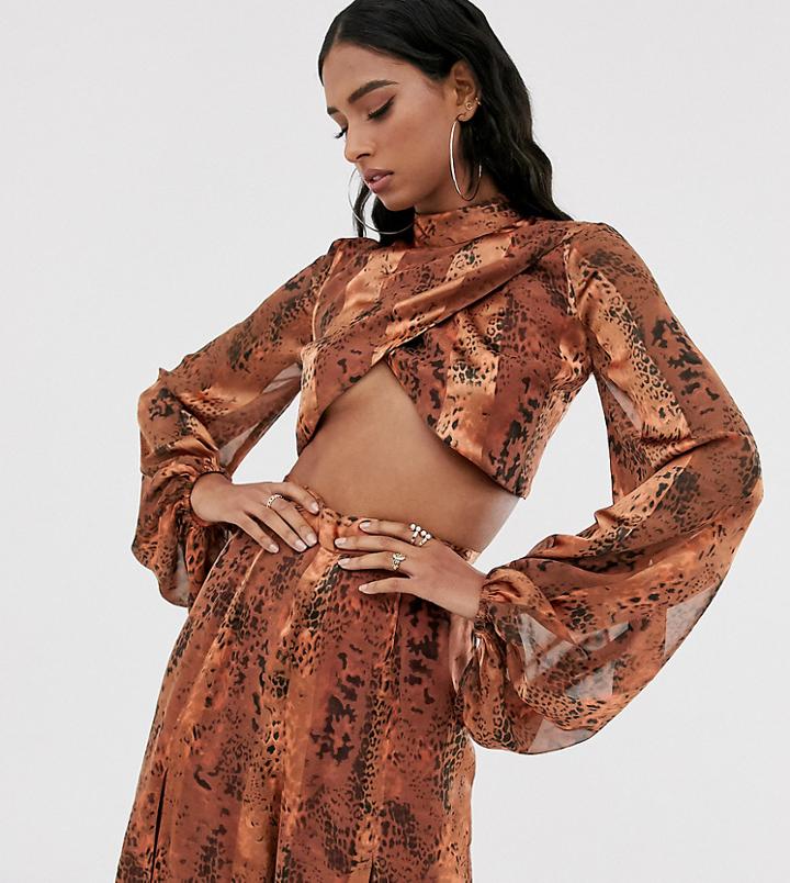 Asos Design Snake Print Burn Out Stripe Top Two-piece - Multi