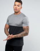 New Look Color Block T-shirt In Black And Gray - Black