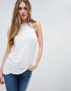Asos Cami With Skinny Straps And Square Neck - White