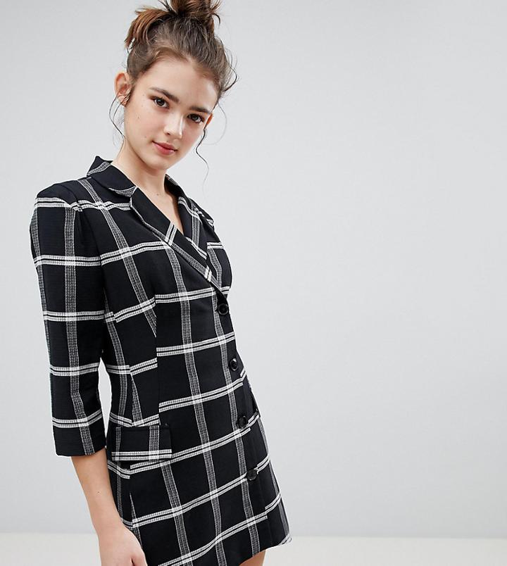 Bershka Check Shirt Dress-black