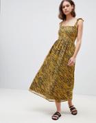 Ichi Tiger Print Maxi Dress - Yellow