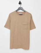 Another Influence Boxy Fit T-shirt With Cargo Pocket In Stone-neutral