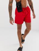 Jack & Jones Intelligence Swim Shorts With Contrast Lining - Red