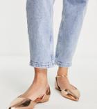 Asos Design Wide Fit Virtue D'orsay Pointed Ballet Flats In Gold Metallic